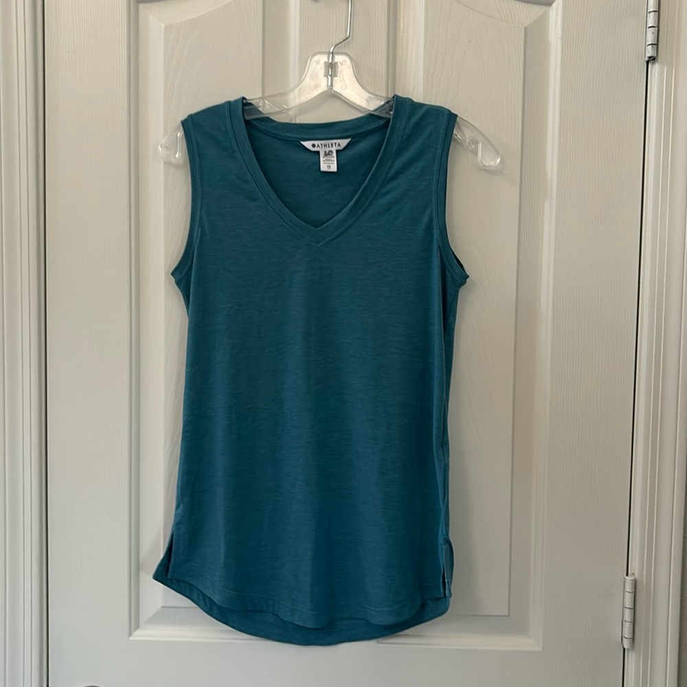 Athleta Teal Green V-Neck Tank Top - Picture 2 of 10